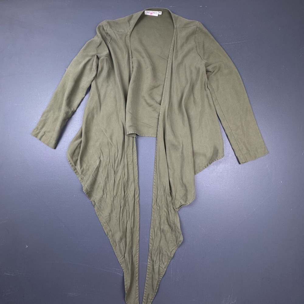 Only Child Women's XS Green Drape Front Open Wrap Boho Chic Cardigan Sweater Top